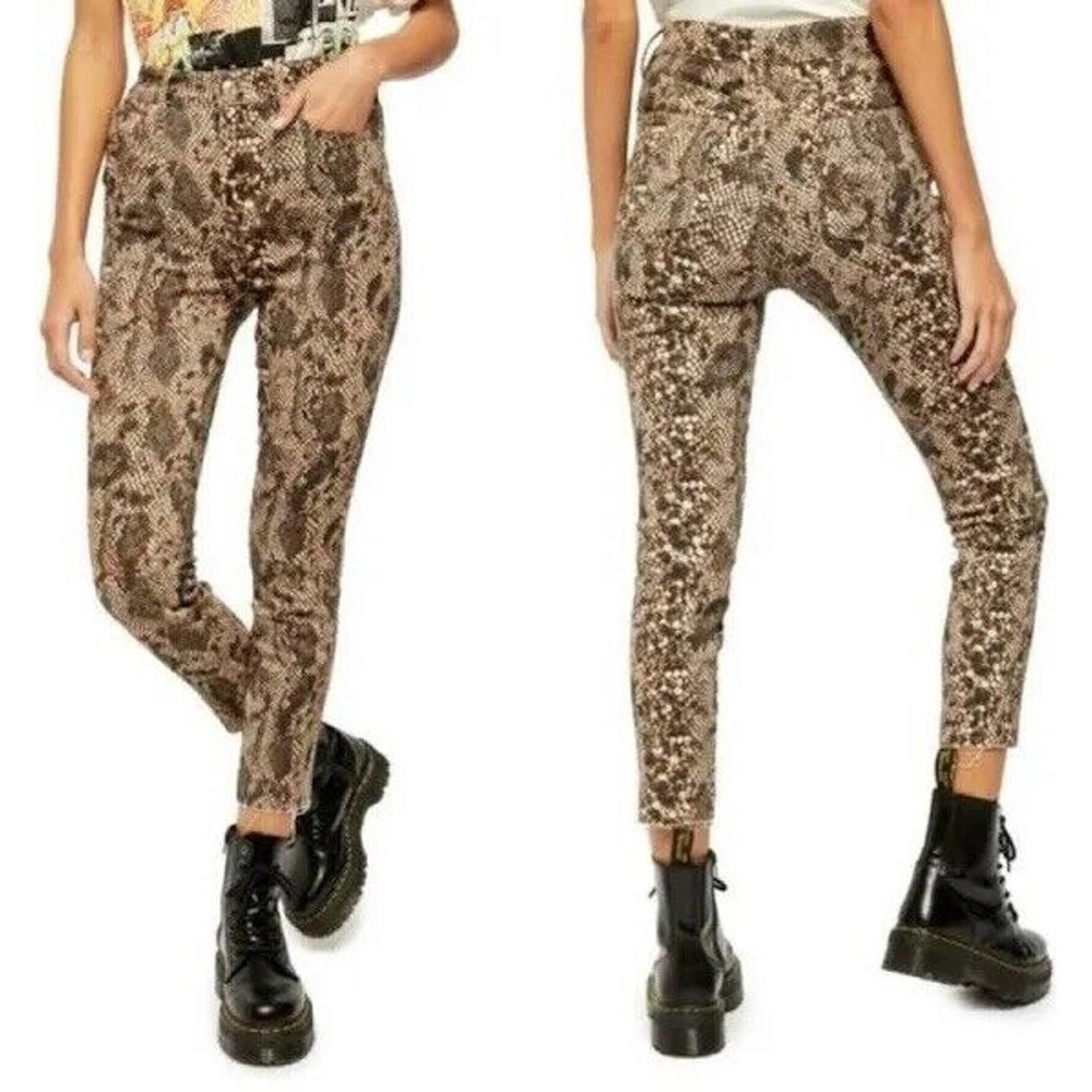 Free People We The Free Two Faced Snakeskin High Waist Frayed Jeans - Size 30